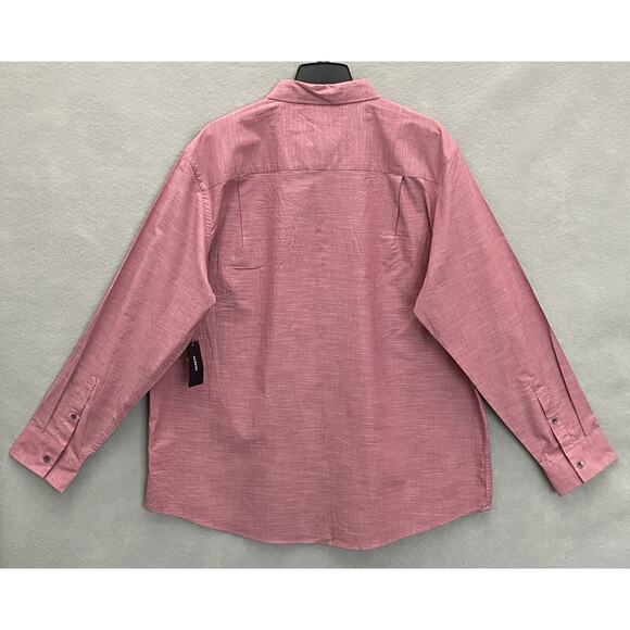 Alfani Men's XXL Button-Up Shirt Cotton 2 Chest Pockets Smudge Cranberry NEW - Picture 5 of 12